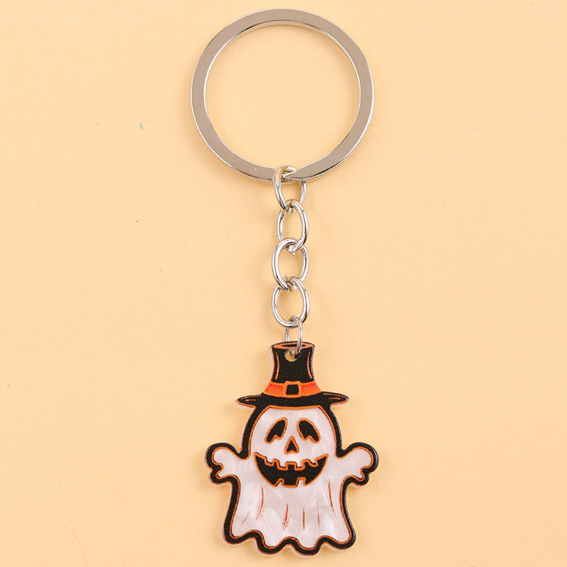 Wholesale Halloween series contrast color spider ghost bat acrylic cartoon keychain