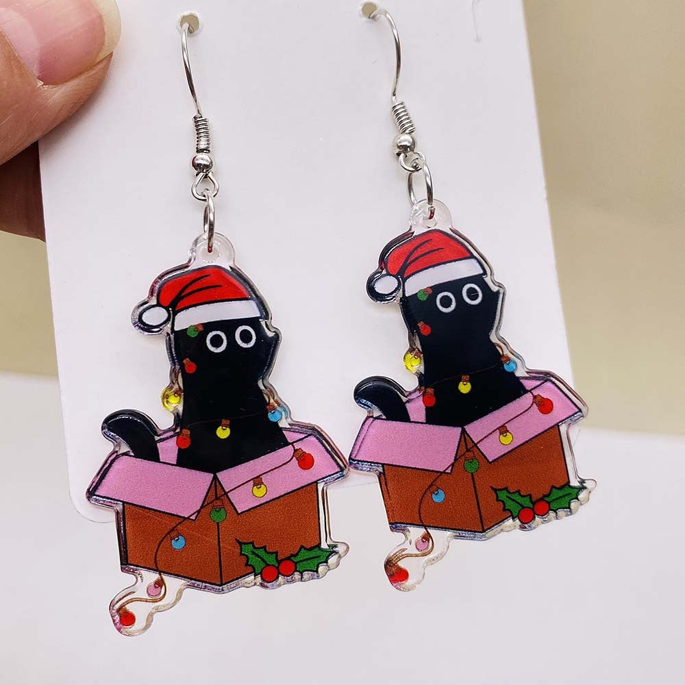 Wholesale Christmas Acrylic Colorful Elk Earrings