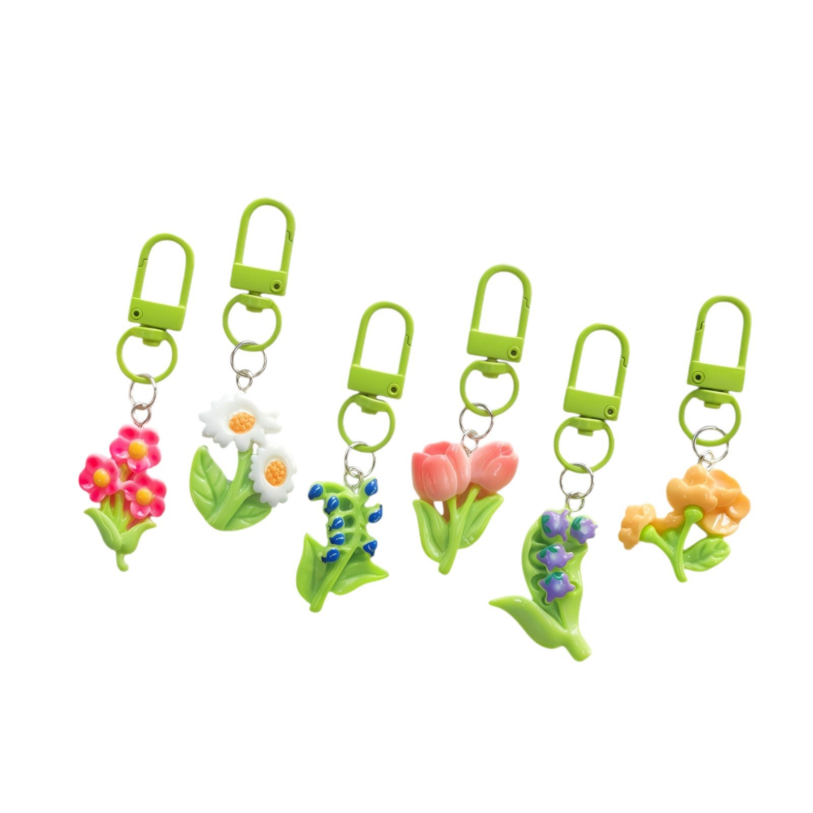 Wholesale Cartoon  Tulip Flower Keychain Bag Pendant Plastic Resin Gift for Couple