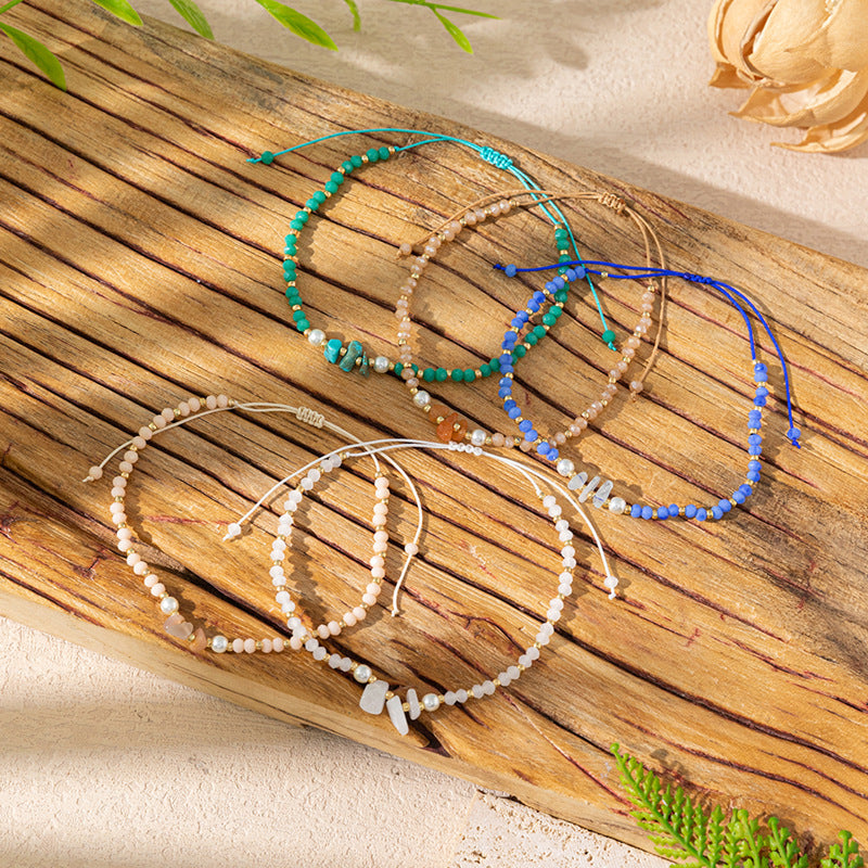 Wholesale Colorful Gravel Hand Rope  Bracelet