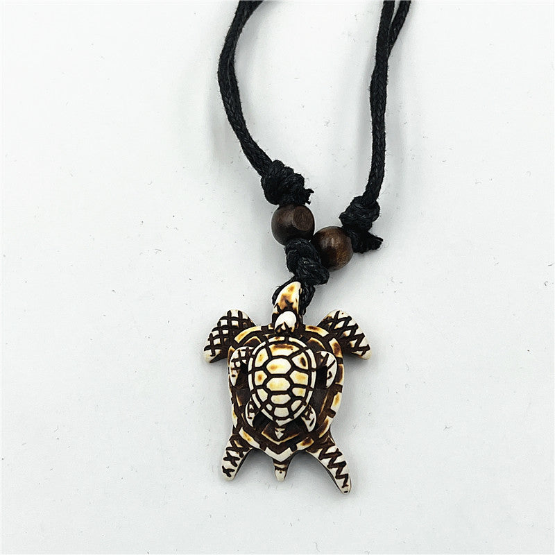 Wholesale Vintage Turtle Necklace Carved Turtle Pendant Resin Sweater Chain ACC-NE-ShuangDe001