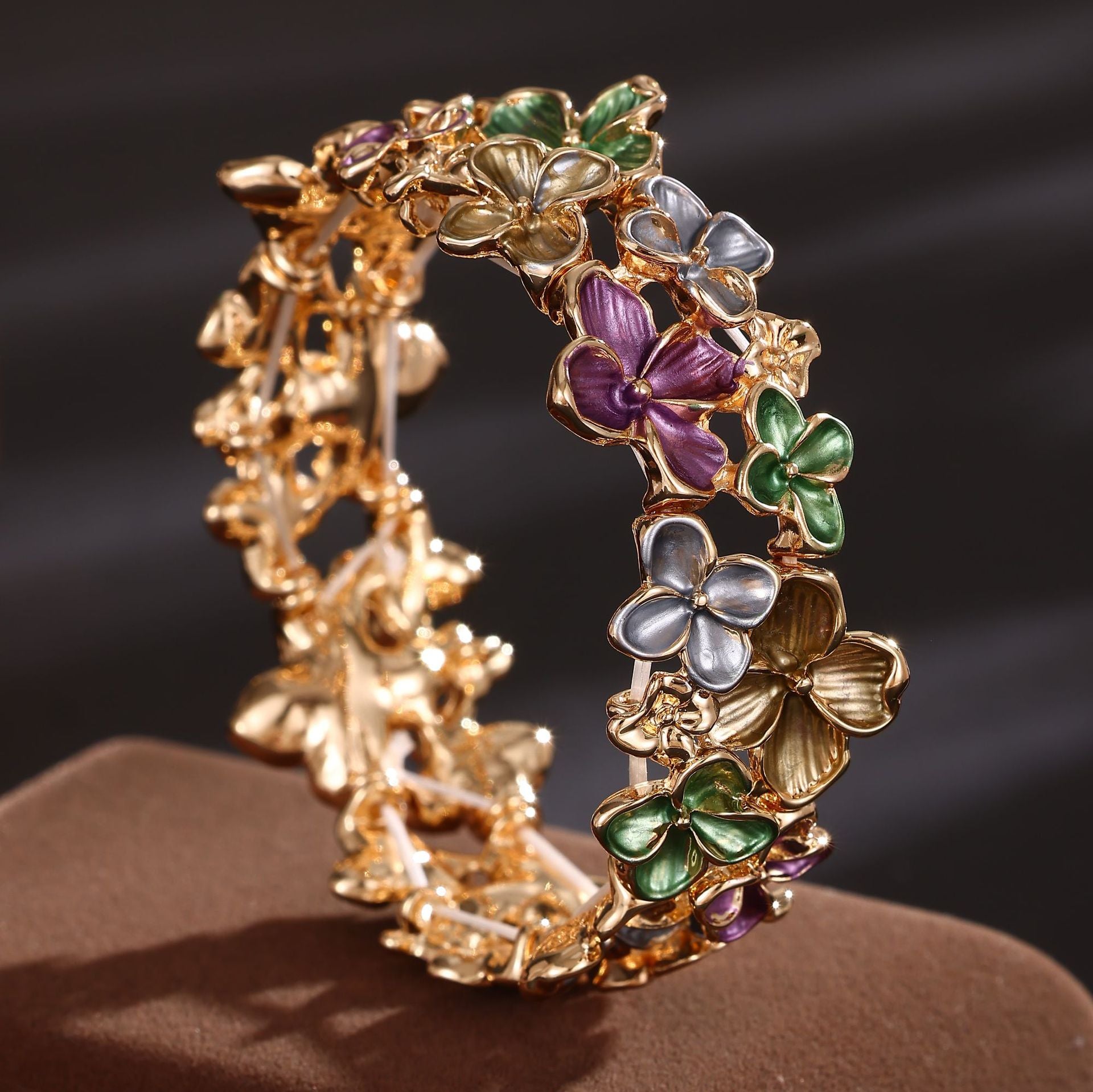 Wholesale  Enamel Small Cherry Blossom Elastic Bracelet