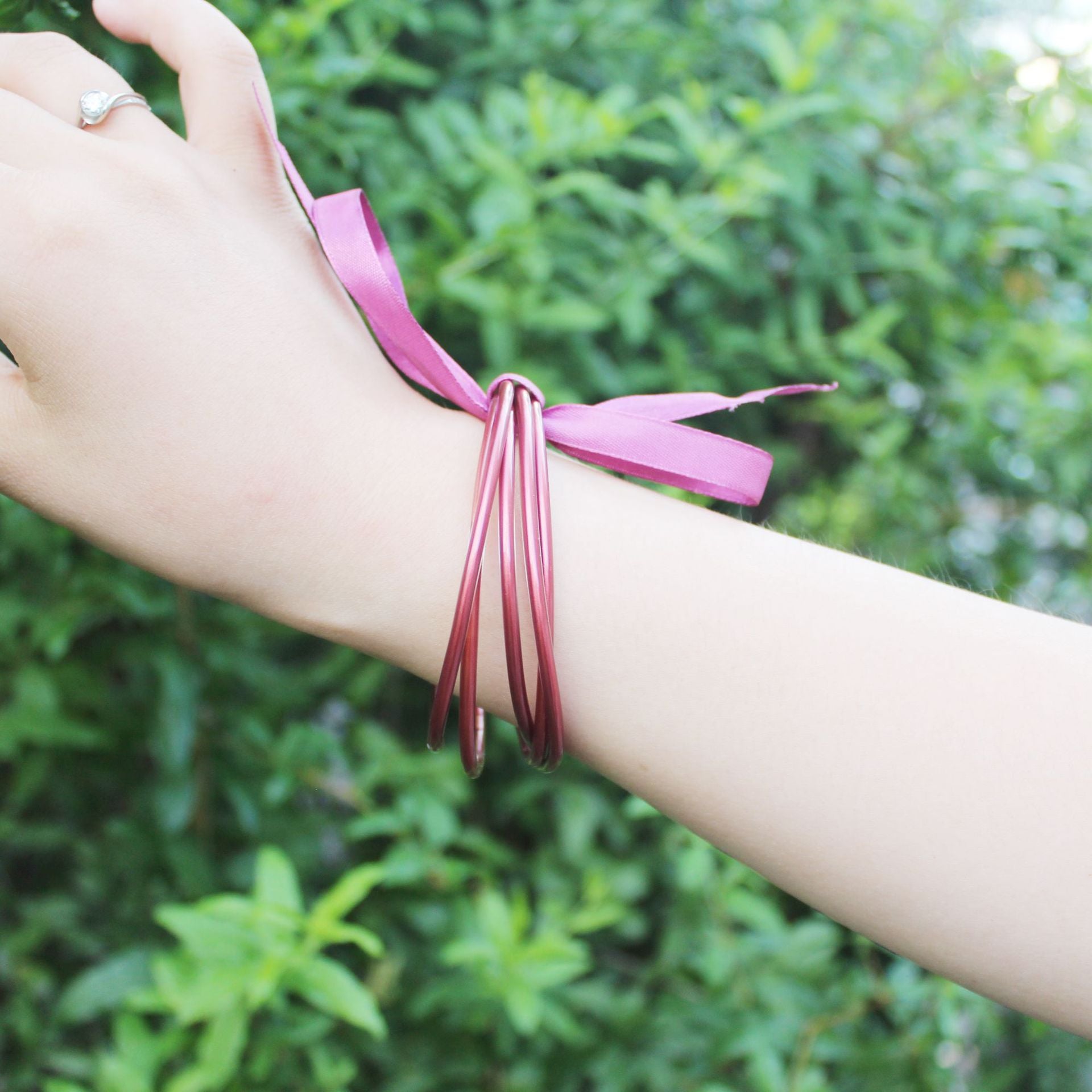 Wholesale Plastic Silicone Tube Gold Foil Jelly Bangles Five Layer Bracelet ACC-BT-YTian001