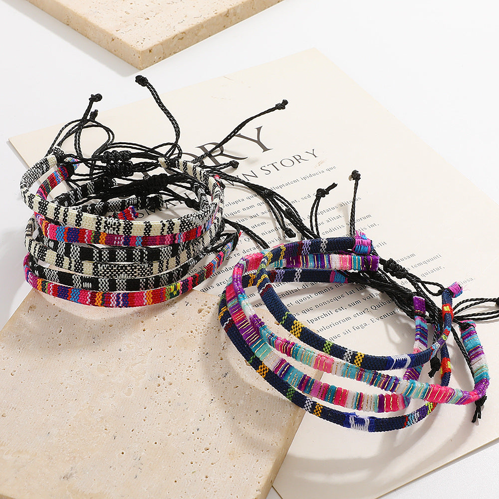 Wholesale Colorful Bohemian Hand Woven Adjustable Bracelet Anklet ACC-BT-MY001