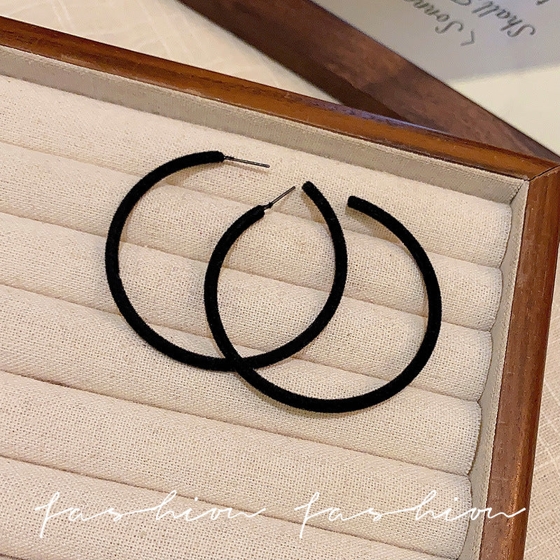 Wholesale 925 silver needle flocking plush earrings literary exaggerated earrings