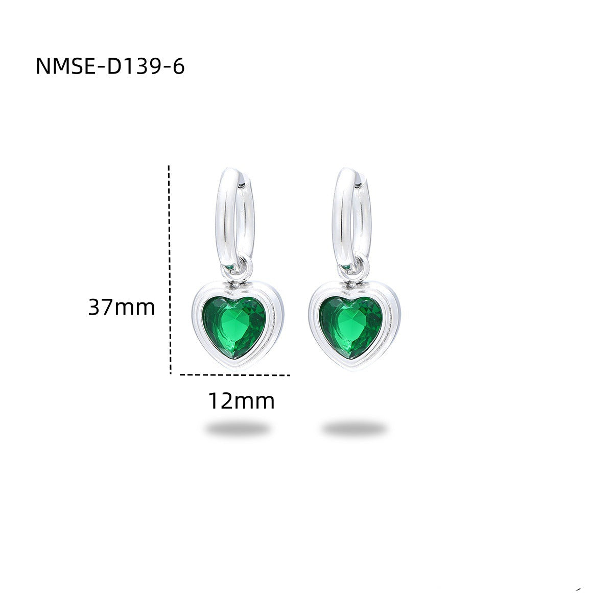 Wholesale  love  light luxury inlaid colored diamond 18K gold stainless steel earrings