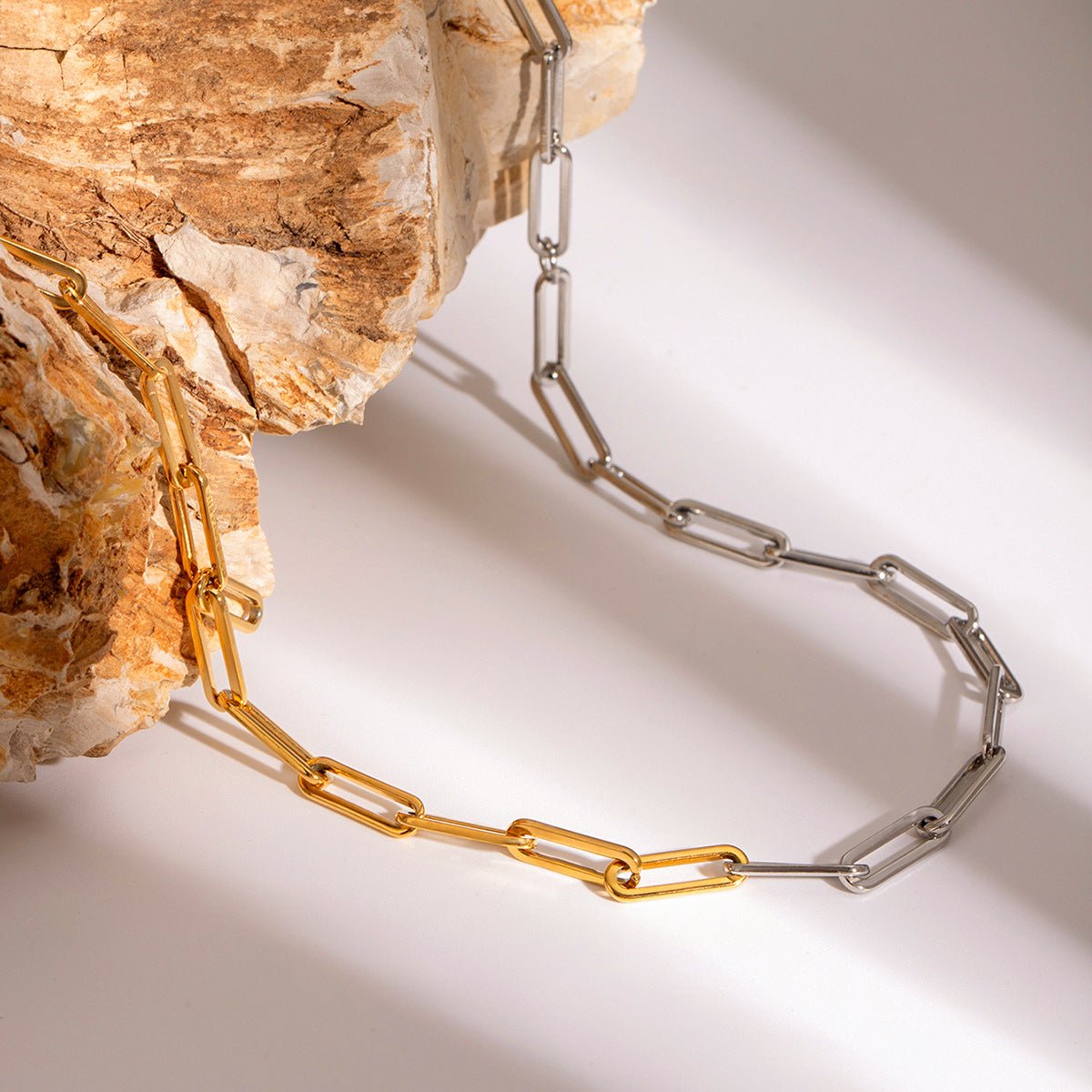 Wholesale 18k gold stainless steel gold and silver color matching cross chain necklace