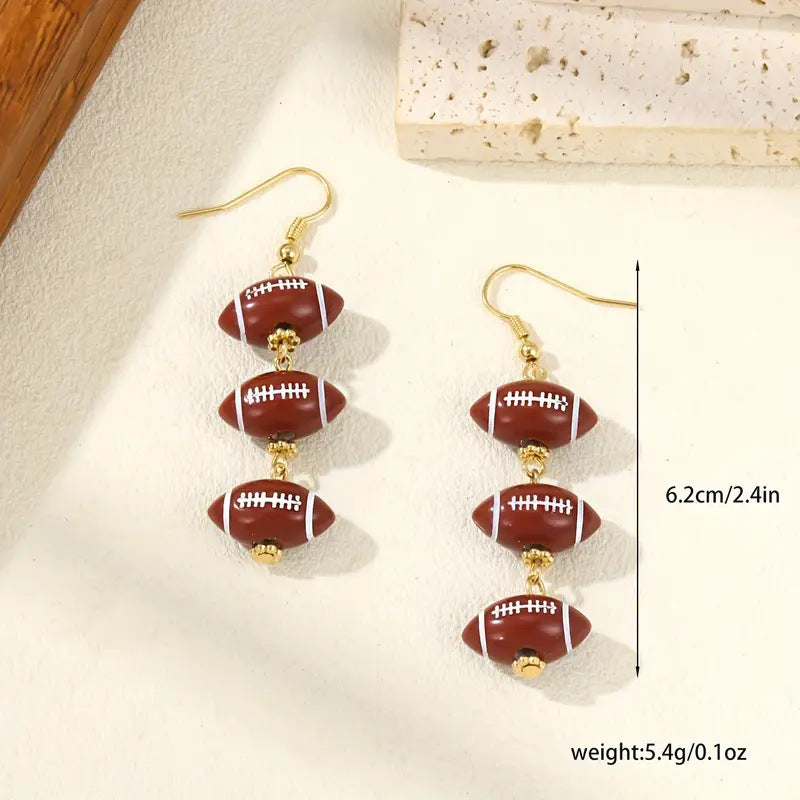 Wholesale Long Basketball Super Bowl Rugby Acrylic Beaded Earrings