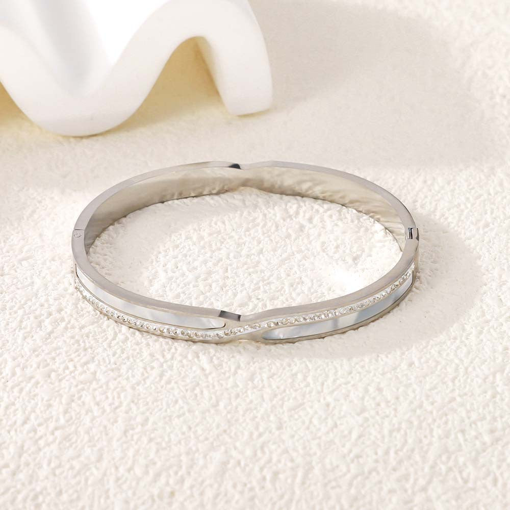 Wholesale Chic Women S Rhinestone Open Cuff Bracelet 18K Gold Plated Stainless Steel Fashion Jewelry Accessory For Party Gift