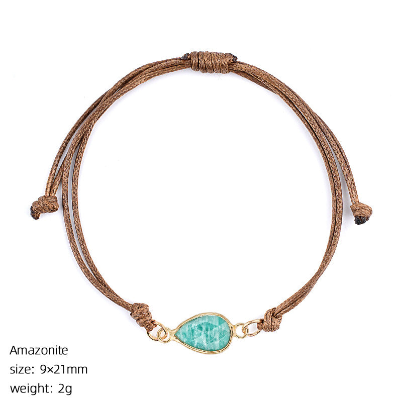 Wholesale Adjustable Woven Tiger Eye Stone Teardrop Bracelet Fashion Accessory Gift