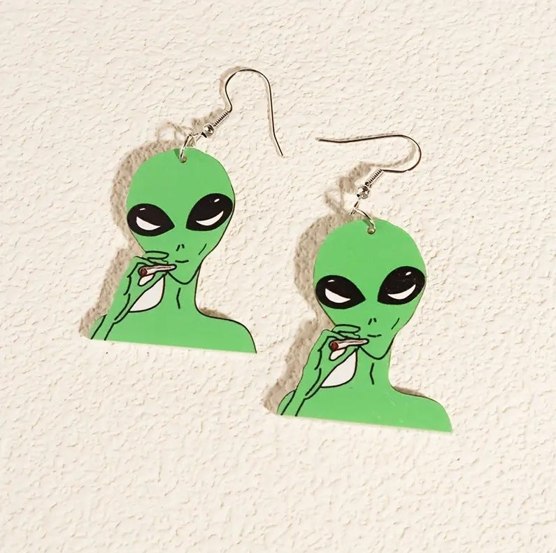 Wholesale Fluorescent Green Alien Acrylic Earrings ACC-ES-AnDao021
