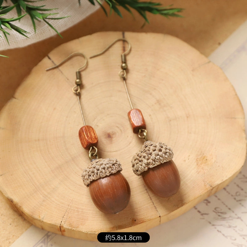 Wholesale Vintage Hand-made Plant Fruit Wood Earrings