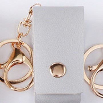 Wholesale PU Leather Keychain 30Ml Hand Sanitizer Bottle Case Boutique Resale European Style White