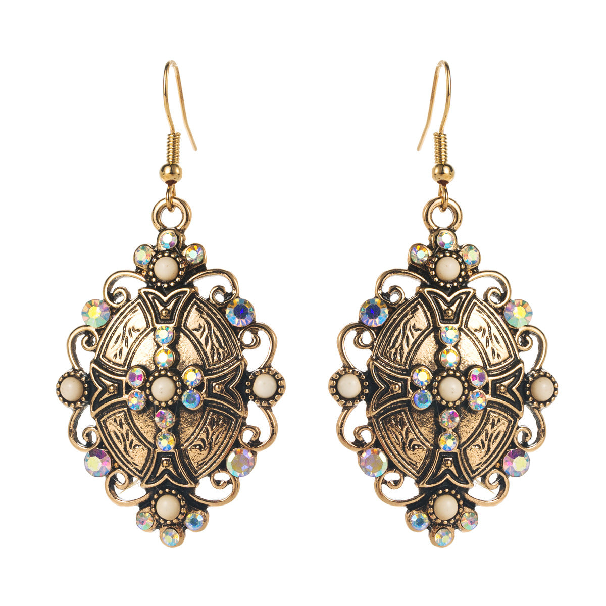 Wholesale retro-style turquoise inlaid earrings