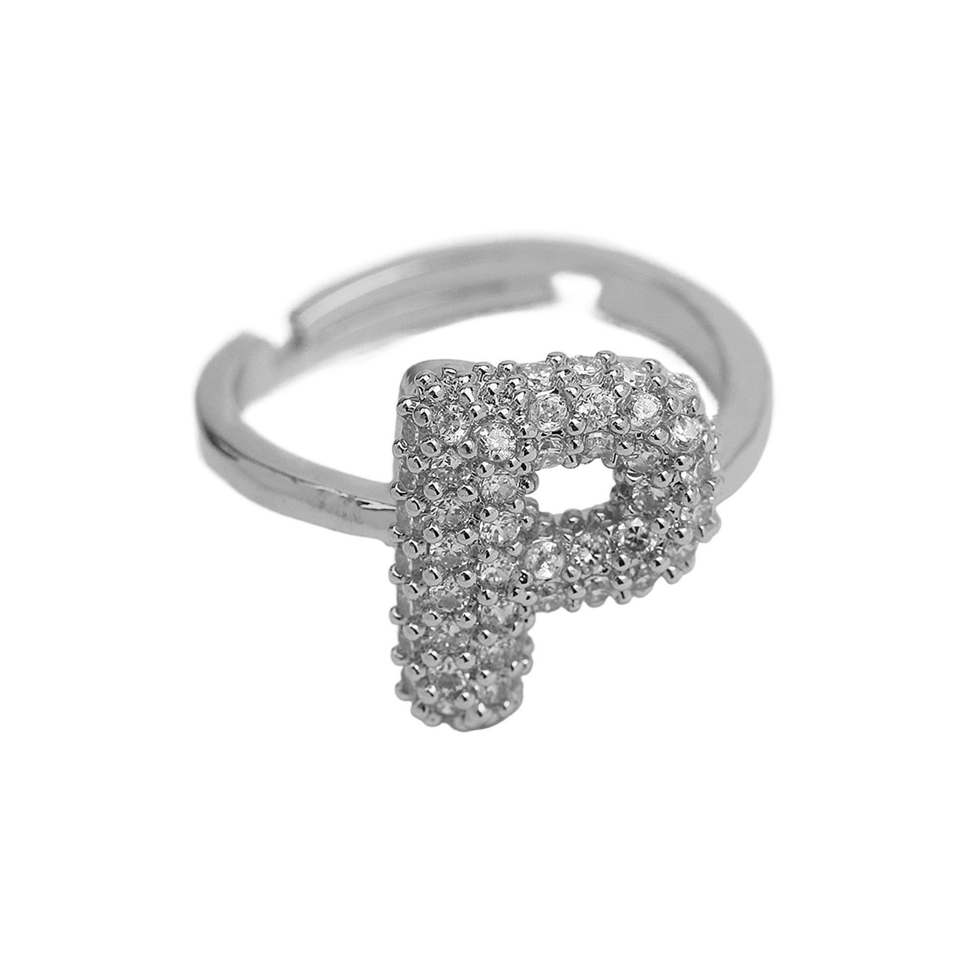 Wholesale  white gold balloon bubble cute 26 English letters open ring