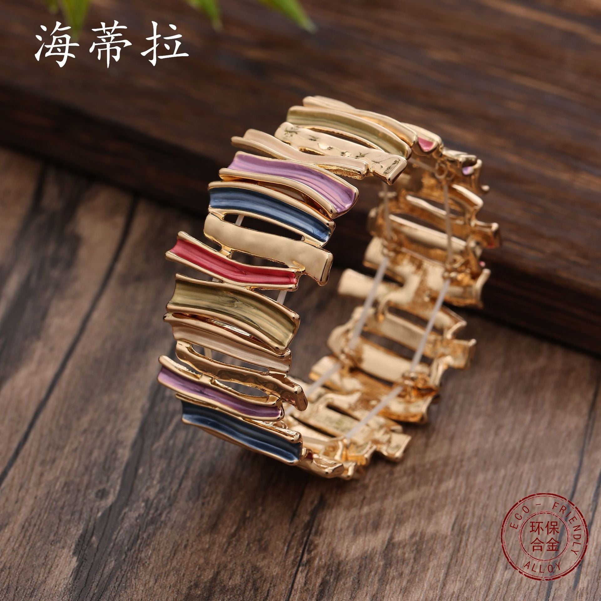 Wholesale  creative irregular geometric oil dripping environmental protection alloy elastic bracelet