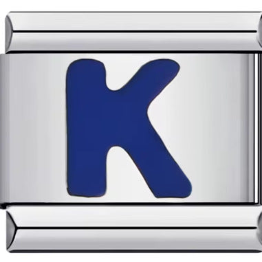 Wholesale 10pcs Italian Charm Bracelet 9mm DIY Splicing Removable Blue English Letters Stainless Steel Composable Bracelet