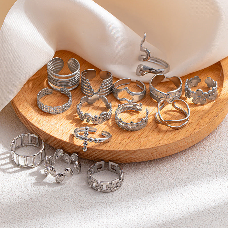 Wholesale Geometric Asymmetrical Heart Titanium Steel Ring Chic Boutique Resale