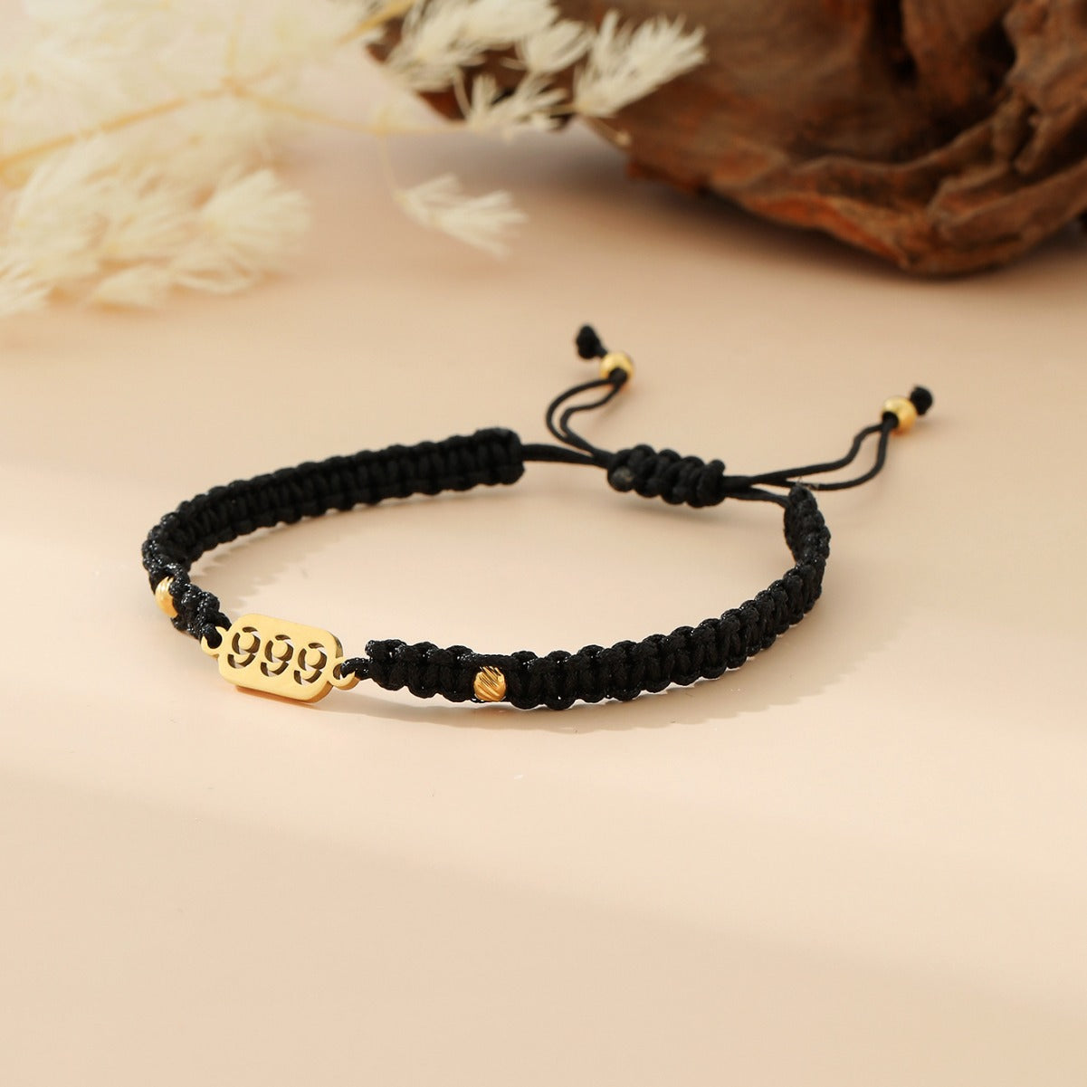 Wholesale hand-woven golden lucky number flat knot hand rope  bracelet