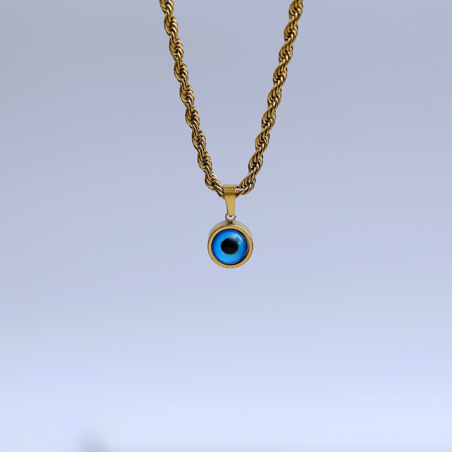 Wholesale Stainless steel high color retention alternative blue devil's eye necklace