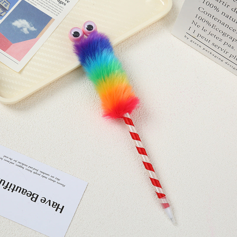 Wholesale 5pcs colorful big eye caterpillar ball pen