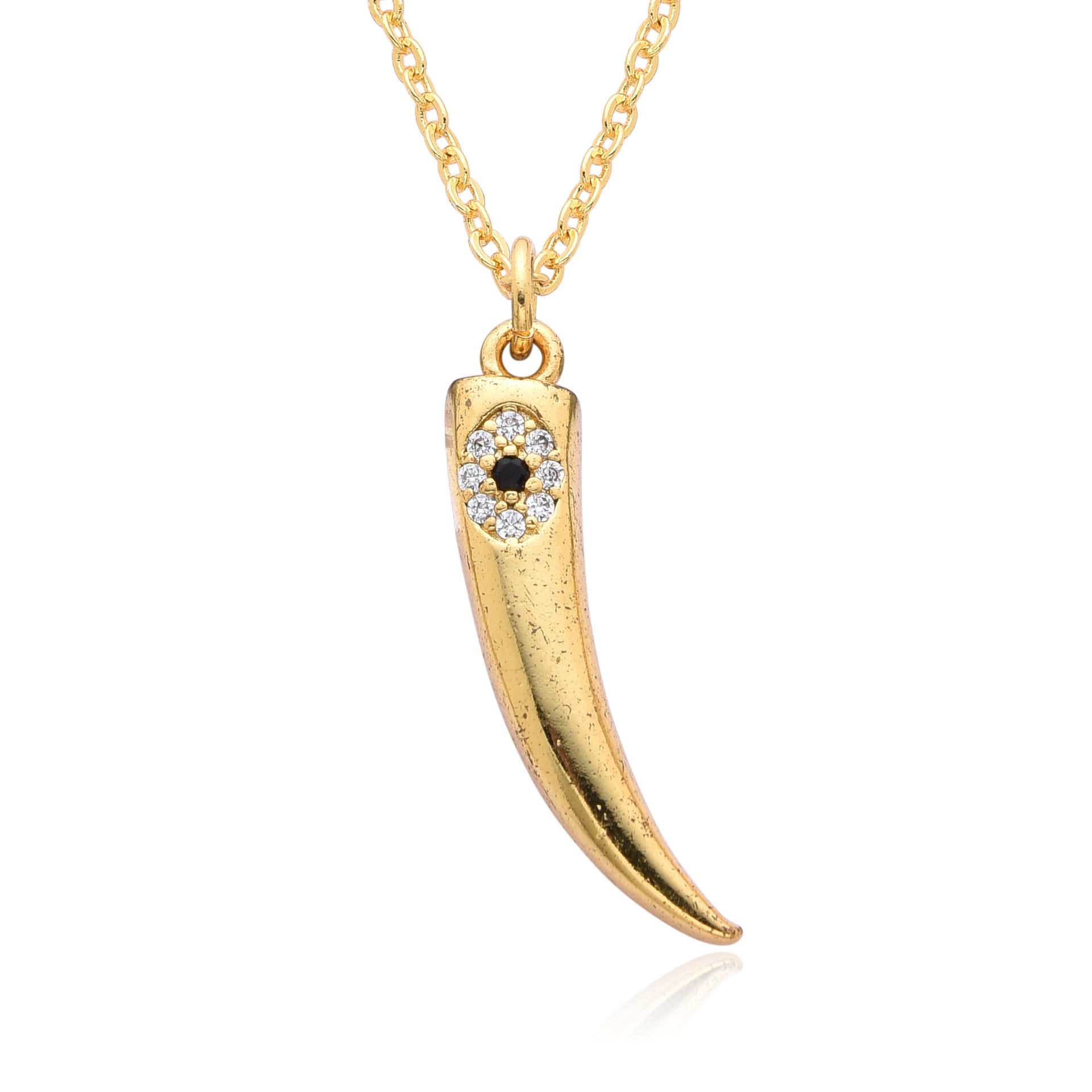 Wholesale sword Crescent ivory pendant necklace micro inlaid zircon  chain necklace
