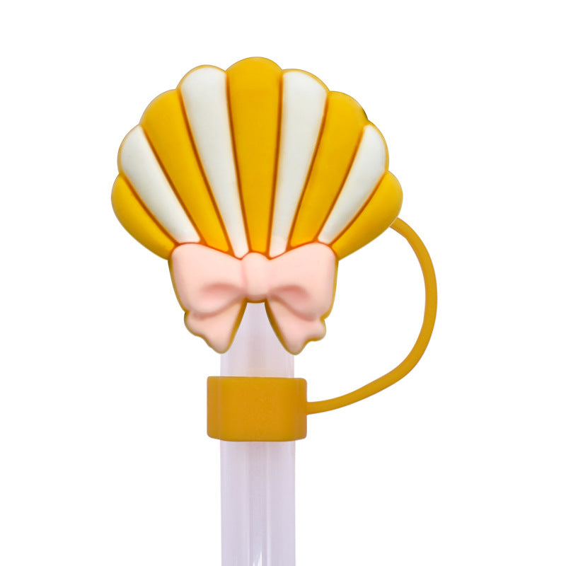 Wholesale Random 100pcs Multicolor Shell Series 10mm PVC Soft Straw Tube Cap