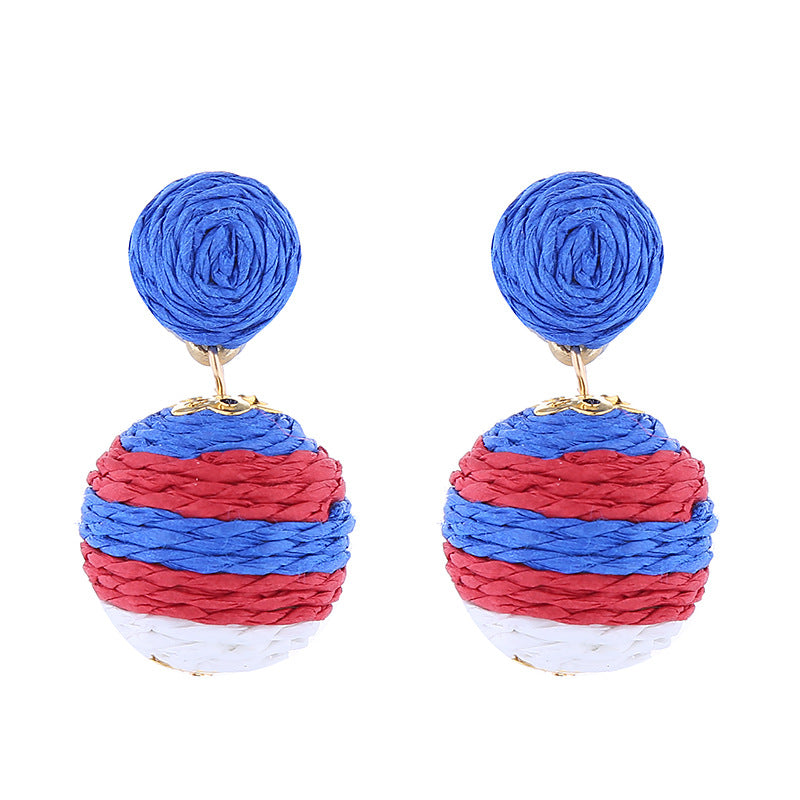 Wholesale American Independence Day Fashionable Minimalist Handwoven Earrings