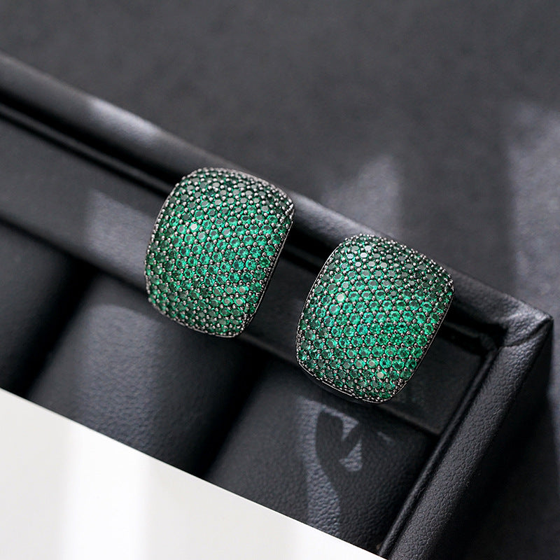 Wholesale light luxury vintage green zircon earrings