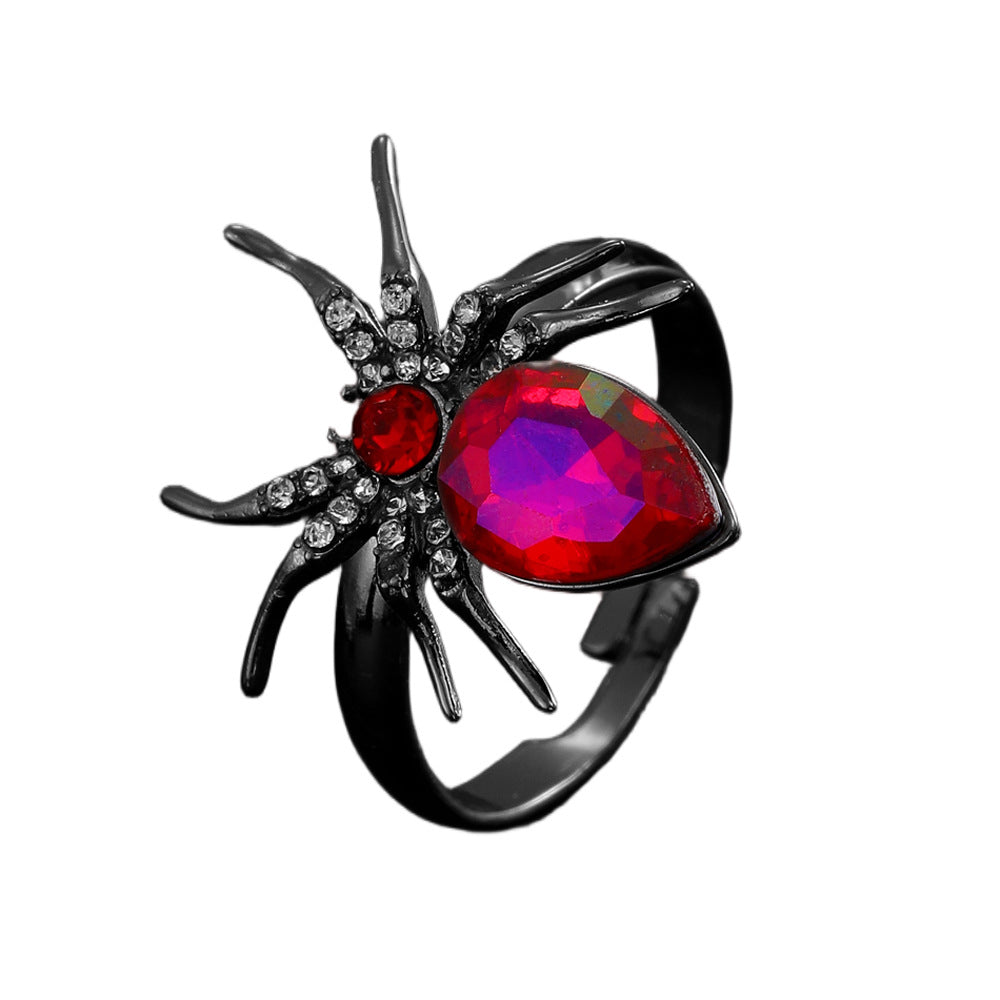 Wholesale   Rhinestone Adjustable Open Ring,  Copper,  Gun Black - Fashion Jewelry Accessory