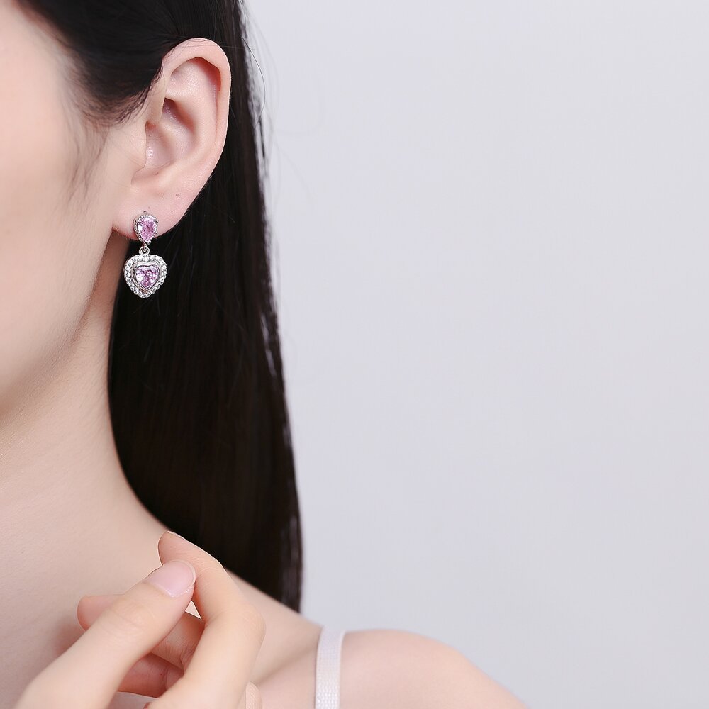 Wholesale Pink Diamond Love Copper Earrings ACC-ES-BLX002