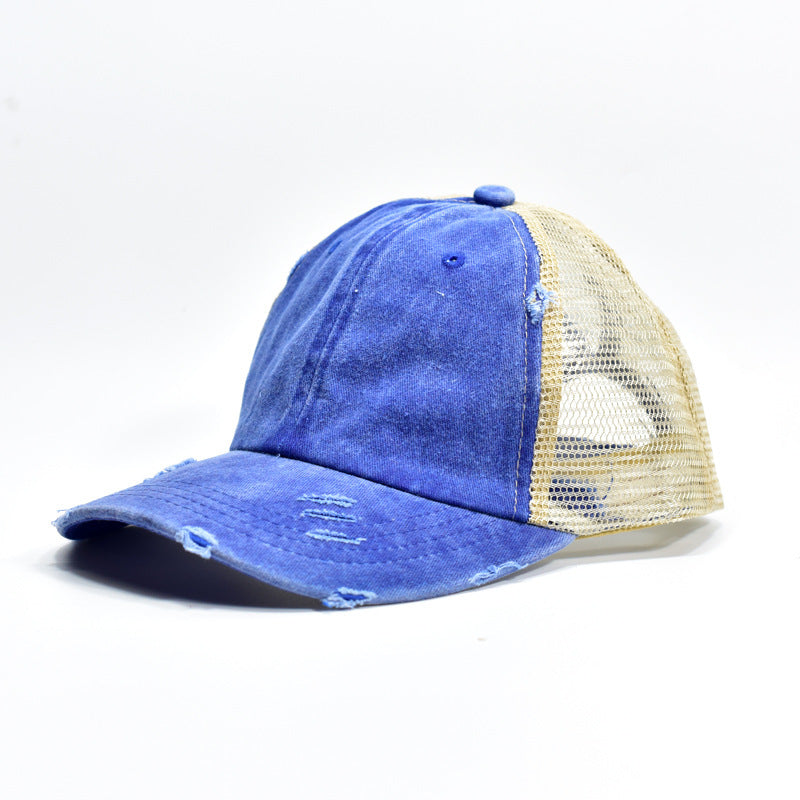Wholesale Mesh Hat Cotton Ripped Ponytail Baseball Cap ACC-HT-XinMao001
