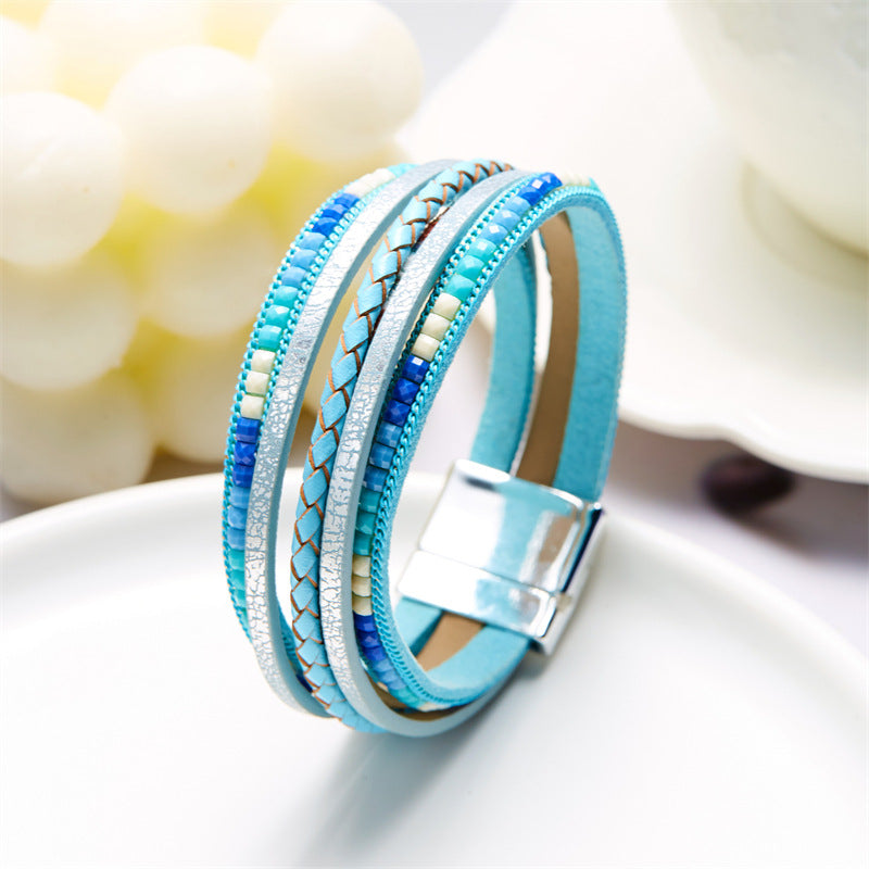 Wholesale  Bohemian multi-layer woven leather bracelet