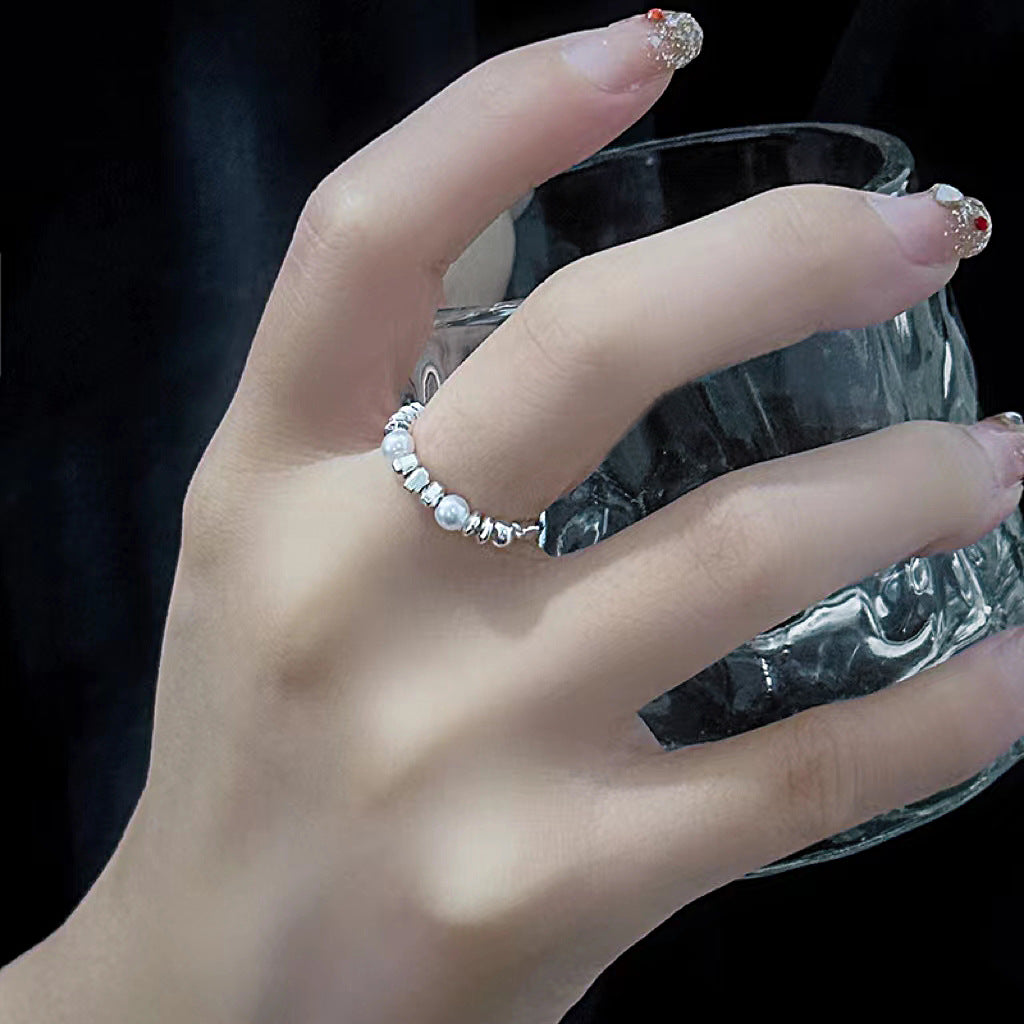 Wholesale Irregular Broken Silver Pearl Ring