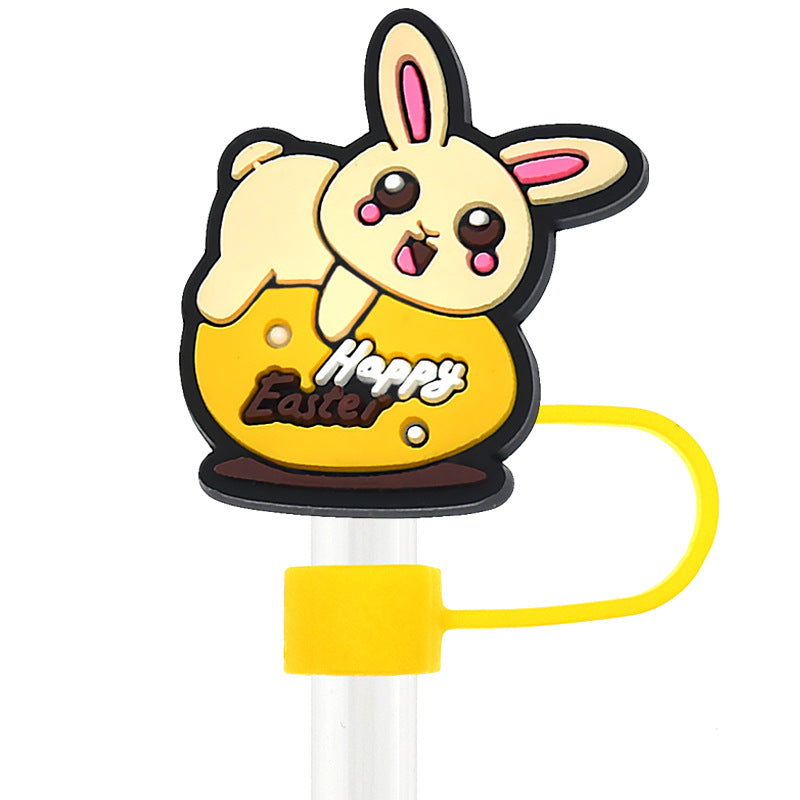 Wholesale Random 100pcs Easter 10mm PVC Soft Straw Tube Cap ACC-SCR-RYY088