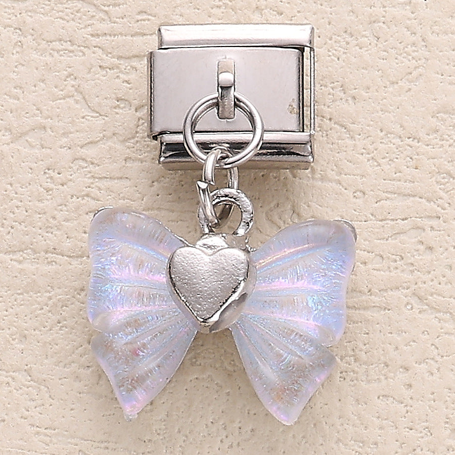 Wholesale 10pcs Italian Charm Bracelet 9mm DIY Splicing Heart Star and Moon Pendant Stainless Steel Composable Bracelet