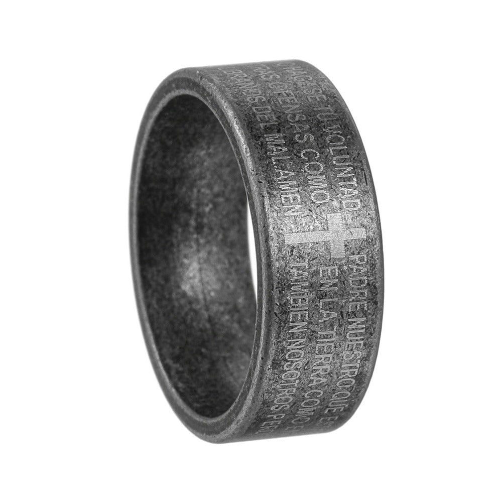 Wholesale  English letters vintage style old silver titanium steel ring