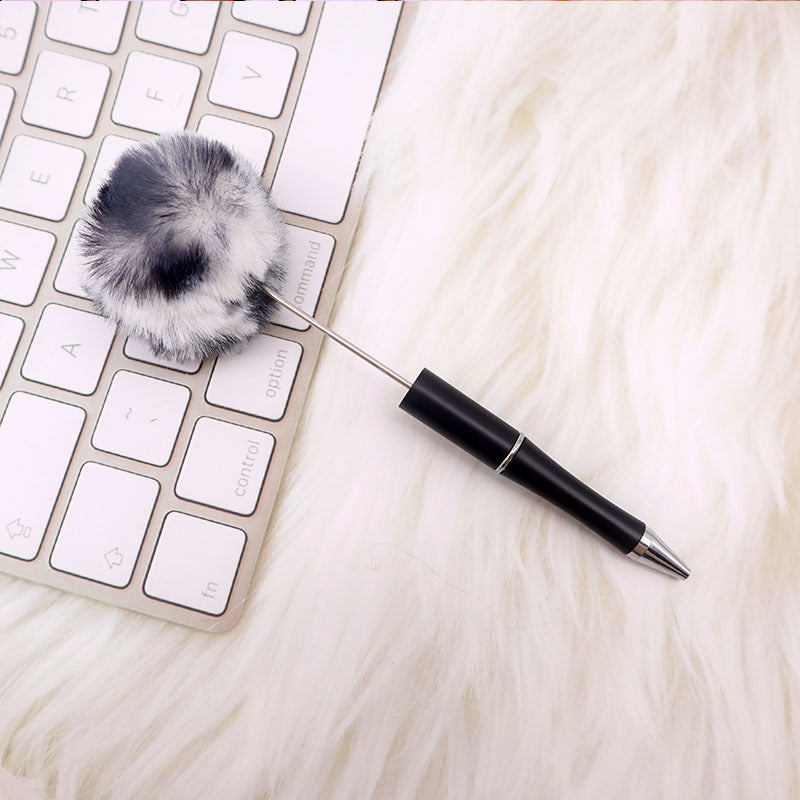 Wholesale Pom Pom Beadable Pen Leopard Print Hair Ball DIY Beaded Ballpoint Pen ACC-PN-CY003