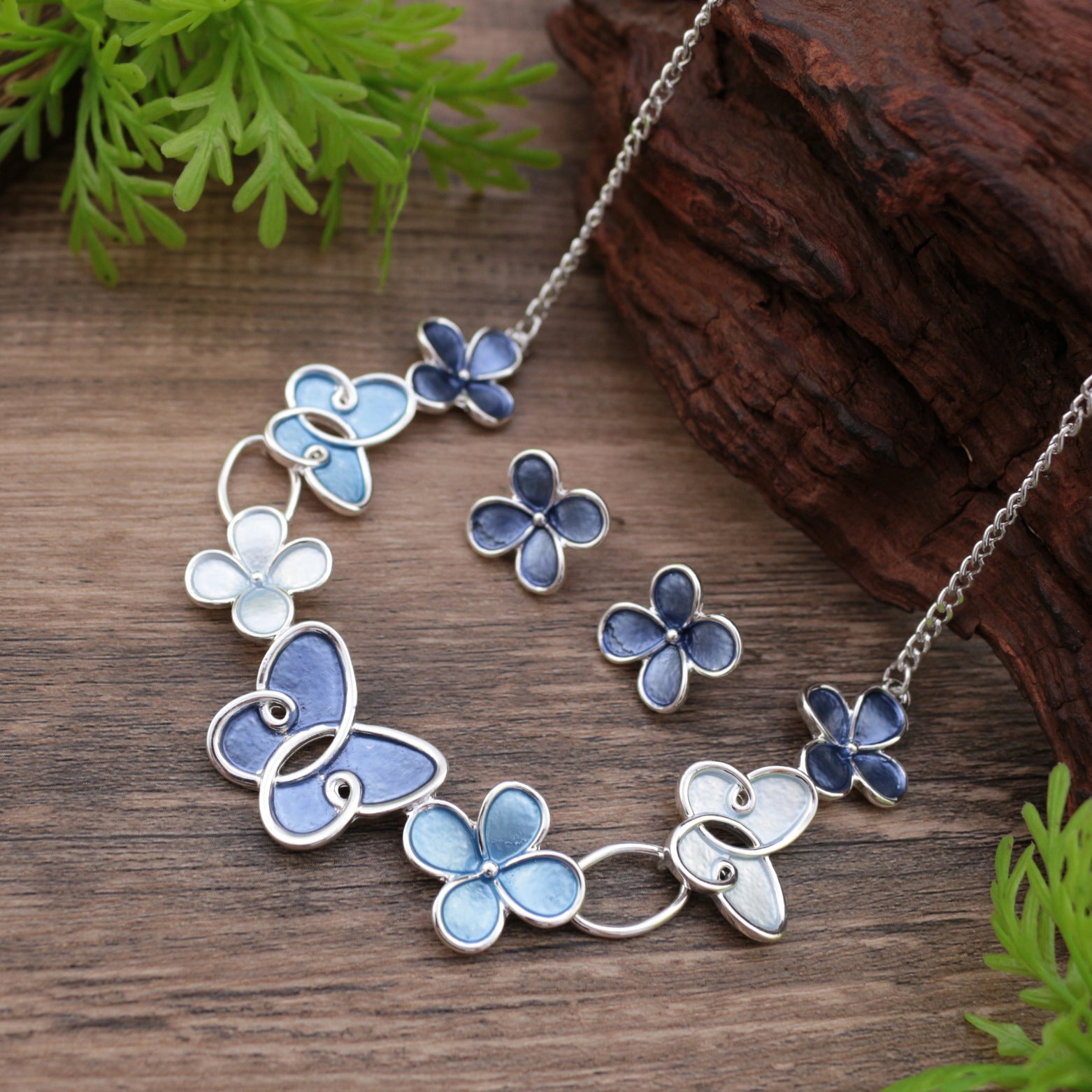 Wholesale Enamel Butterfly Flower Earrings Necklace