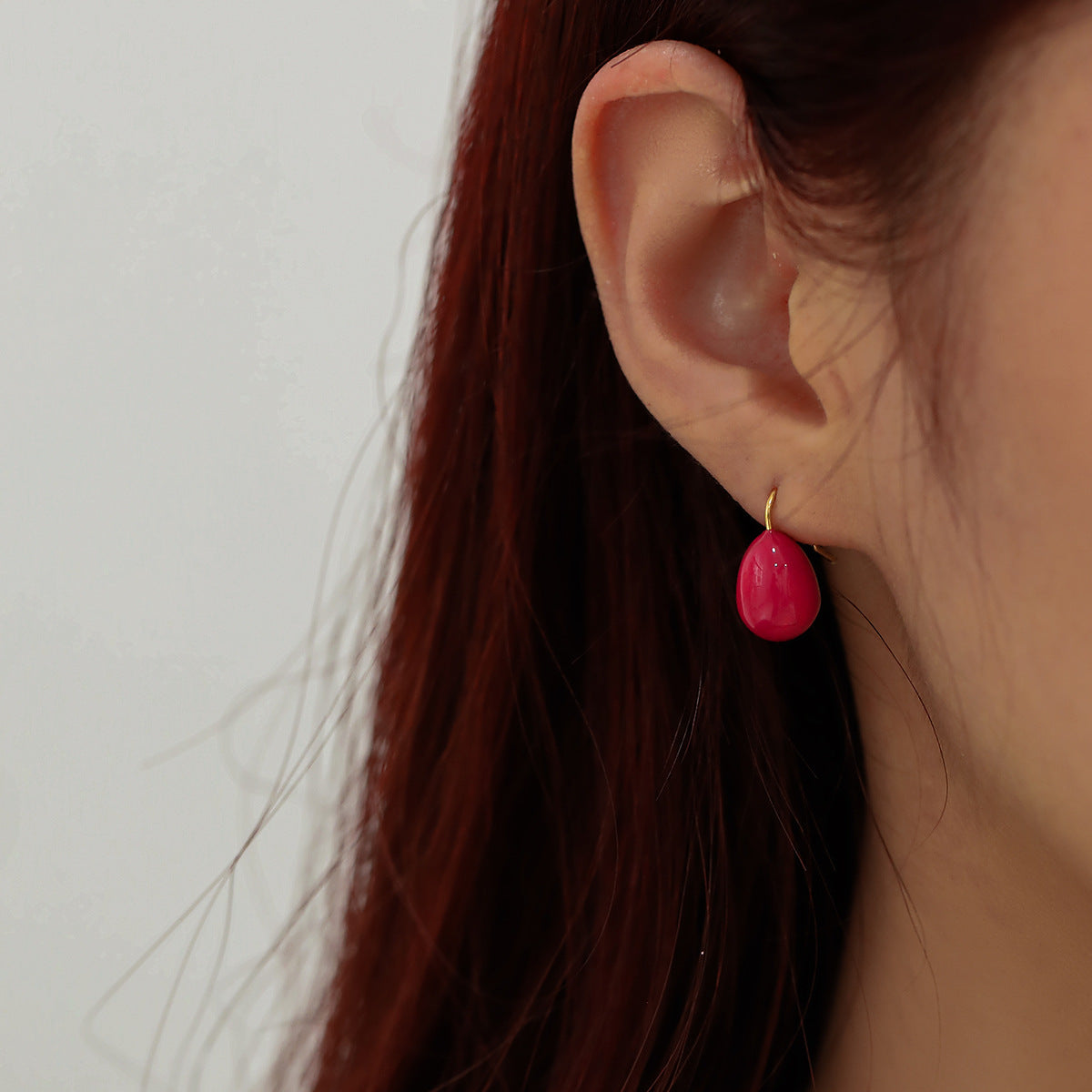 Wholesale Color Oil Drops Bean Stainless Steel Earrings