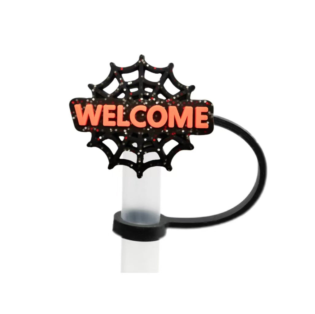 Wholesale 10pcs  themed spill prevention Straw Cover Straw Tube Cap