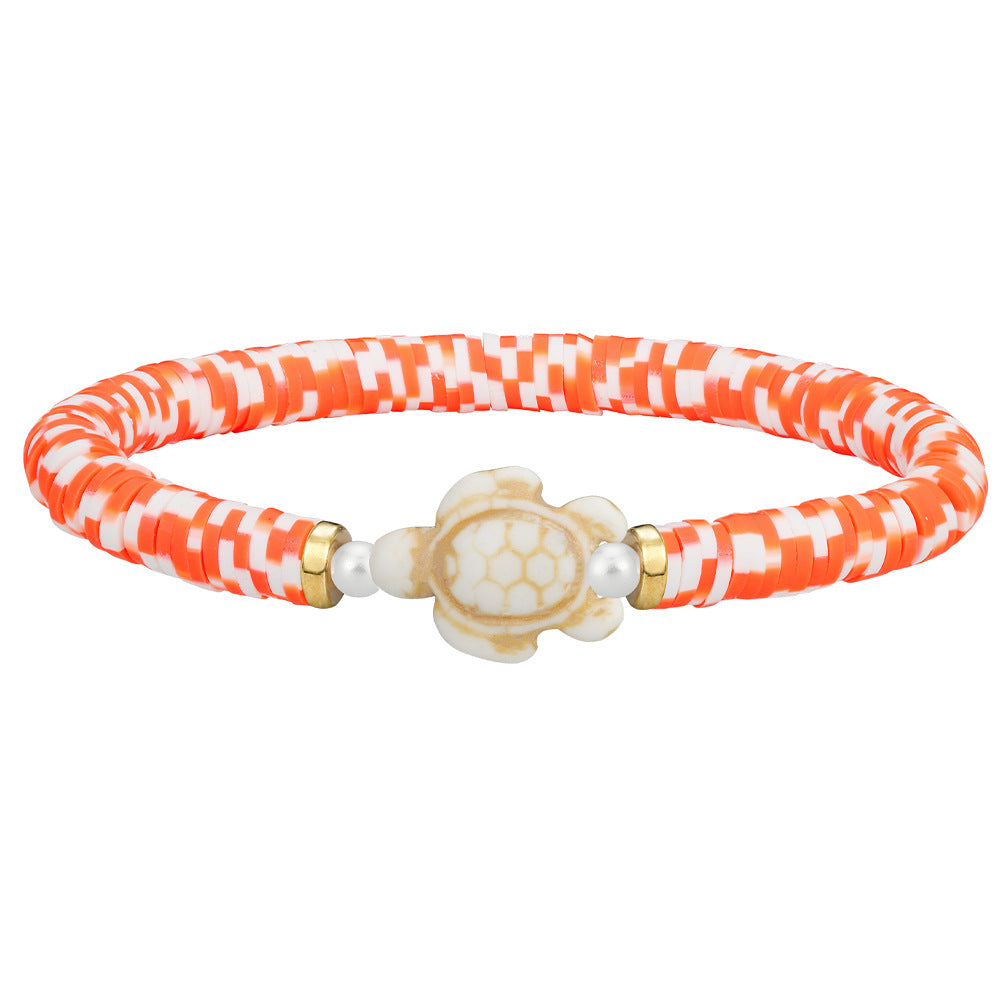 Wholesale polymer clay beaded elastic bohemian style handmade turtle bracelet