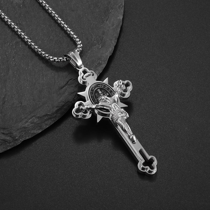Wholesale Cross Pendant Men's Stainless Steel Necklace ACC-NE-Puhai005