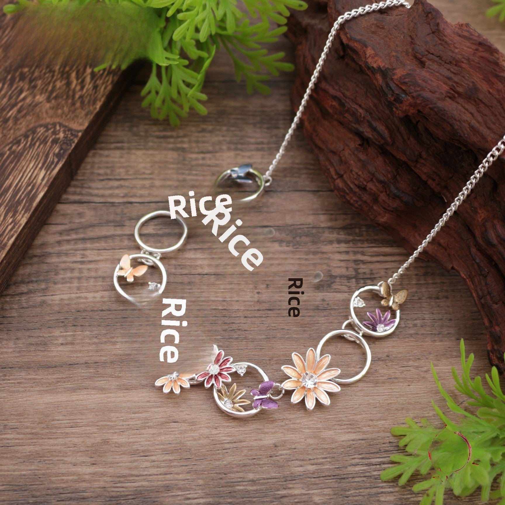 Wholesale  Rhinestone Small Daisy Earrings Necklace