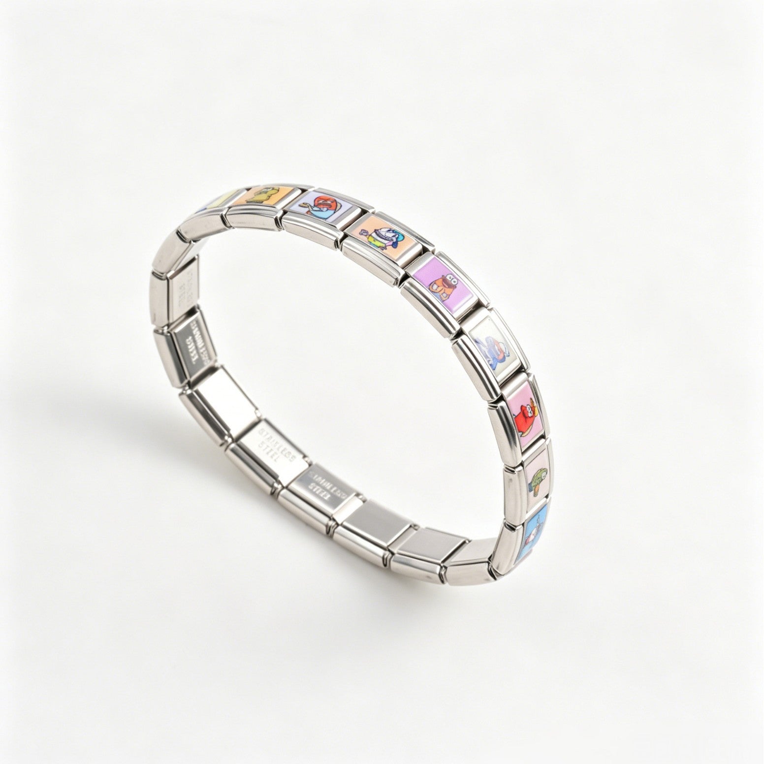 Wholesale Stainless Steel Geometric Modular Bracelet UV Print Elastic DIY Jewelry Accessory