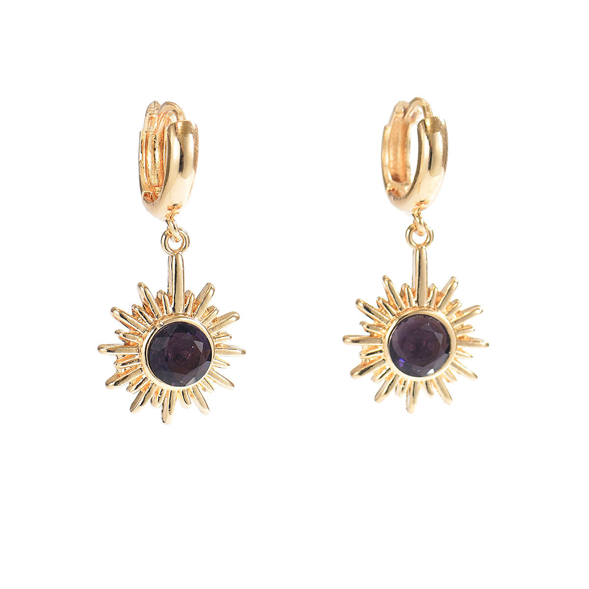 Wholesale Geometric Sun Pendant Earrings - Retro Zinc Alloy Plated Fashion Accessory for Women