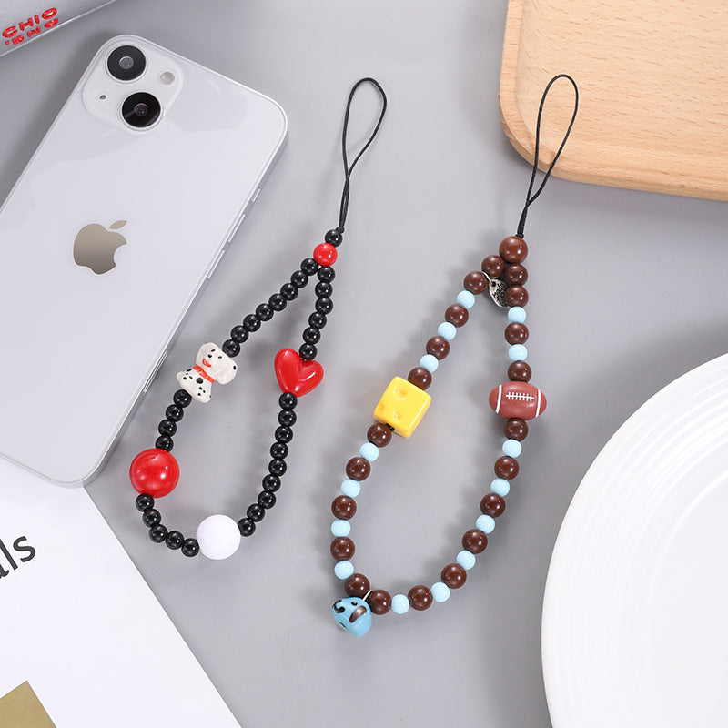 Wholesale Glass Dalmatian Chain Beaded Colorful Acrylic Bead Keychain