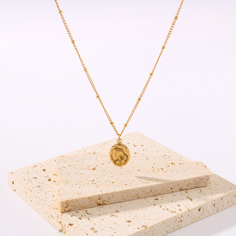 Wholesale Mermaid Princess Double-sided Design Sense Stainless Steel Bead Chain Necklace