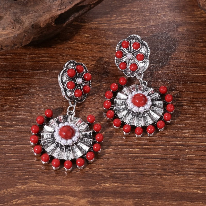 Wholesale Bohemian Vintage Ethnic Style Turquoise Earrings ACC-ES-JunJie003