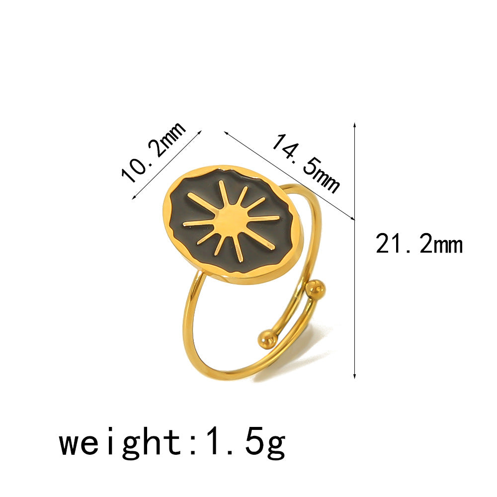 Wholesale Four Leaf Clover Love Heart 18K Gold Stainless Steel Open Adjustable Rings ACC-RS-LiQuan002